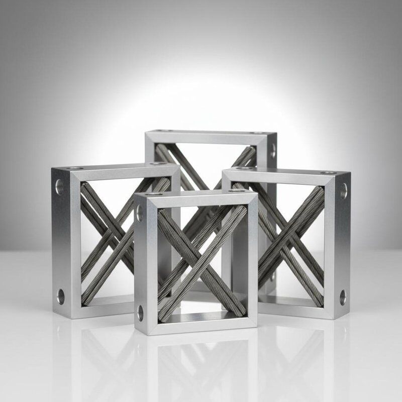 عازل حبل سلكي مقاوم للصدمات 100 جرام مع هيكل من الفولاذ المقاوم للصدأ أو الألومنيوم - حامل اهتزاز معتمد ISO9001: 2015